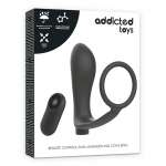 ADDICTED TOYS - PENIS RING WITH REMOTE CONTROL ANAL PLUG BLACK RECHARGEABLE