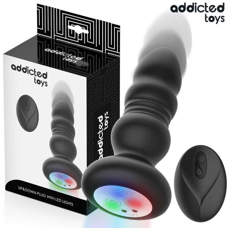 ADDICTED TOYS - THRUSTING VIBRATING ANAL PLUG, LED LIGHT REMOTE CONTROL