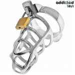 ADDICTED TOYS LOCKED - SILVER LOCK METAL PENIS CAGE SIZE S