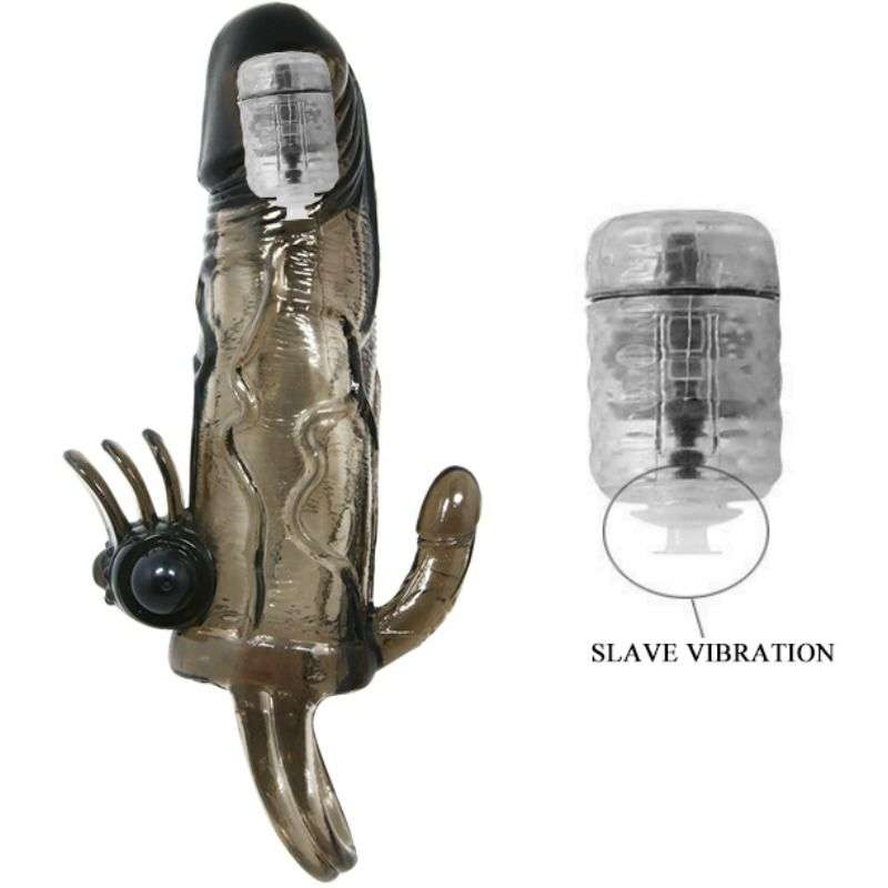 BAILE - BRAVE MAN PENIS COVER WITH CLIT AND ANAL STIMULATION DOUBLE BULLET BLACK 16.5 CM BAILE - BRAVE MAN PENIS COVER WITH CLIT AND ANAL STIMULATION DOUBLE BULLET BLACK 16.5 CM