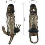 BAILE - BRAVE MAN PENIS COVER WITH CLIT AND ANAL STIMULATION DOUBLE BULLET BLACK 16.5 CM