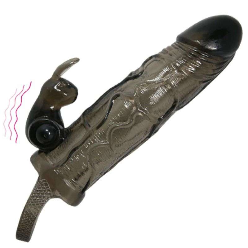 BAILE - BRAVE MAN PENIS COVER WITH RABBIT BLACK 16.5 CM BAILE - BRAVE MAN PENIS COVER WITH RABBIT BLACK 16.5 CM