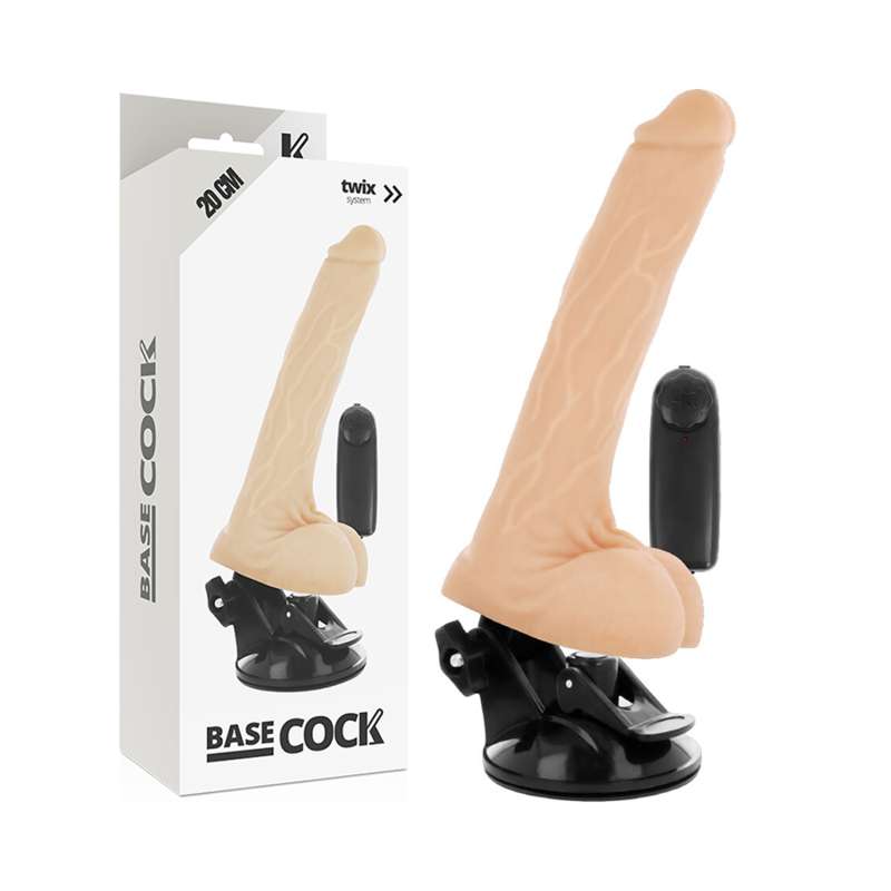 BASECOCK - REALISTIC NATURAL REMOTE CONTROL VIBRATOR WITH TESTICLES 20 CM -O- 4 CM BASECOCK - REALISTIC NATURAL REMOTE CONTROL VIBRATOR WITH TESTICLES 20 CM -O- 4 CM