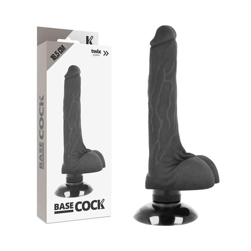 BASECOCK - REALISTIC VIBRATOR 2-1 BLACK 18.5 CM -O- 4 CM BASECOCK - REALISTIC VIBRATOR 2-1 BLACK 18.5 CM -O- 4 CM