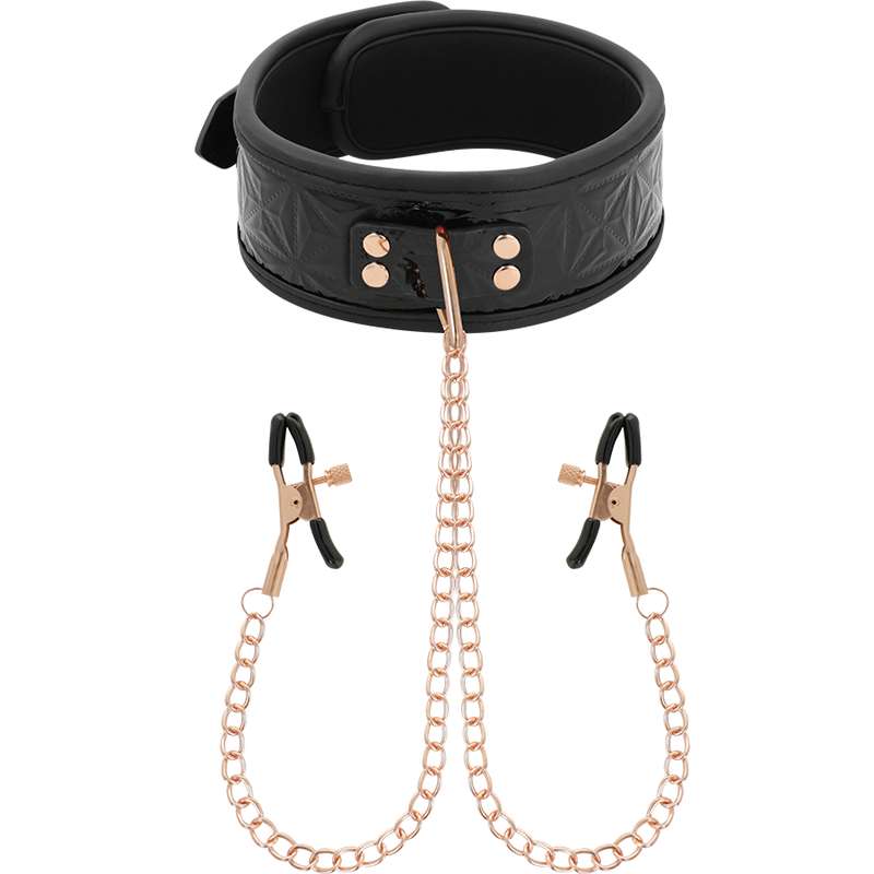 BEGME - BLACK EDITION COLLAR WITH NIPPLE CLAMPS WITH NEOPRENE LINING BEGME - BLACK EDITION COLLAR WITH NIPPLE CLAMPS WITH NEOPRENE LINING