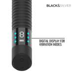 BLACK &amp; SILVER - Joseph USB-ladattava vibraattori LED-näytöllä, musta
