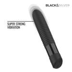 BLACK &amp; SILVER - Joseph USB-ladattava vibraattori LED-näytöllä, musta