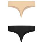 BYE-BRA - INVISIBLE THONG 2 PACK BEIGE & BLACK SIZE M