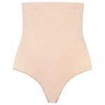 BYE-BRA - SOFT TOUCH SEAMLESS HIGH WAIST THONG BEIGE SIZE L
