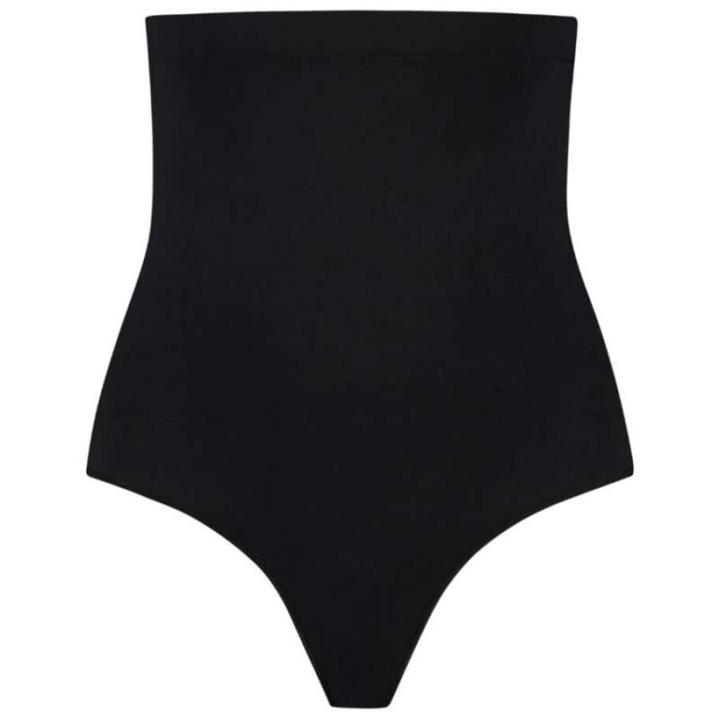 BYE-BRA - SOFT TOUCH SEAMLESS HIGH WAIST THONG BLACK SIZE XL BYE-BRA - SOFT TOUCH SEAMLESS HIGH WAIST THONG BLACK SIZE XL