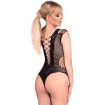 CHILIROSE - CR 4383 BODYSUIT CROTCHLESS BLACK S/L