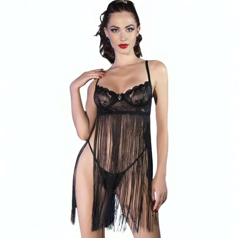 CHILIROSE - CR 4496 BABYDOLL BLACK S/M CHILIROSE - CR 4496 BABYDOLL BLACK S/M