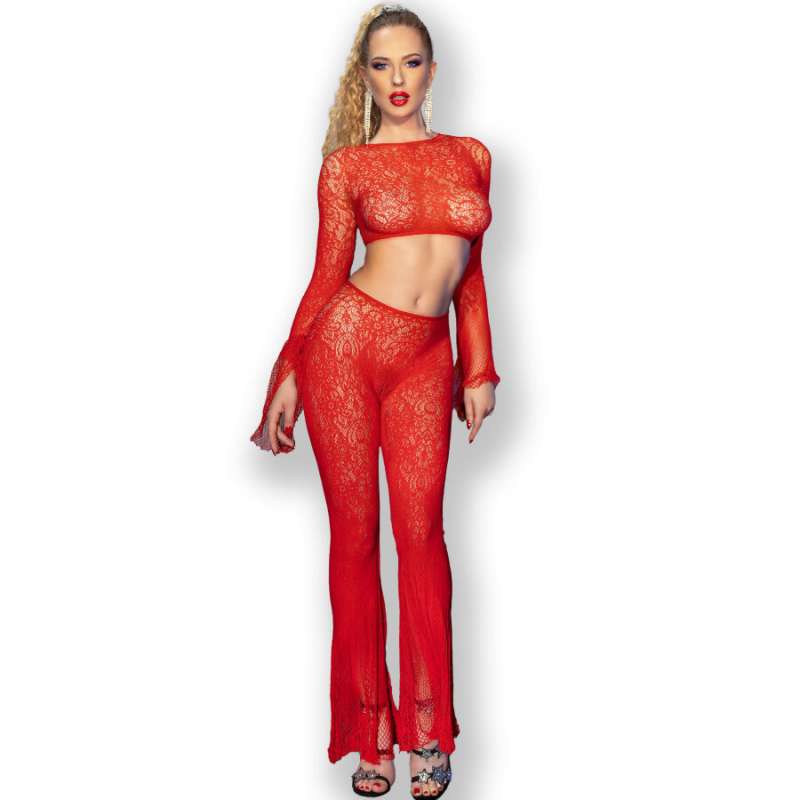 CHILIROSE - CR 4648 TOP & PANT RED S/L CHILIROSE - CR 4648 TOP & PANT RED S/L