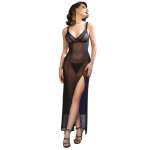 CHILIROSE - CR 4723 LONG BABYDOLL & THONG BLACK L