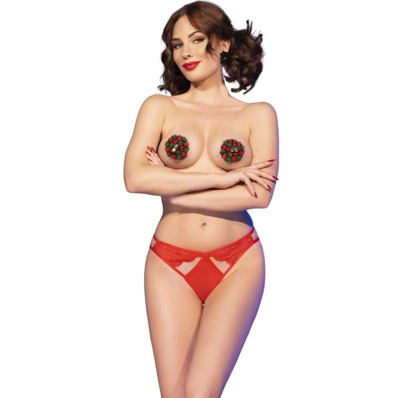 CHILIROSE - CR 4839 CHRISTMAS SET NIPPLE COVERS + PANTIES RED L/XL CHILIROSE - CR 4839 CHRISTMAS SET NIPPLE COVERS + PANTIES RED L/XL