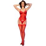 CHILIROSE - CR 4845 CORSET AND STOCKINGS RED L
