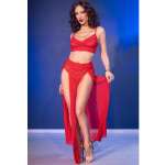 CHILIROSE - CR 4850 RED TOP AND LEGGINGS SET WITH GOLDEN ACCESSORIES L