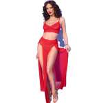 CHILIROSE - CR 4850 RED TOP AND LEGGINGS SET WITH GOLDEN ACCESSORIES XL