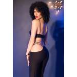 CHILIROSE - CR 4851 BLACK TOP AND LEGGINGS SET WITH GOLDEN ACCESSORIES S