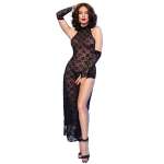 CHILIROSE - CR 4853 BLACK LACE DRESS WITH GLOVES L/XL
