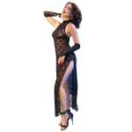CHILIROSE - CR 4853 BLACK LACE DRESS WITH GLOVES S/M