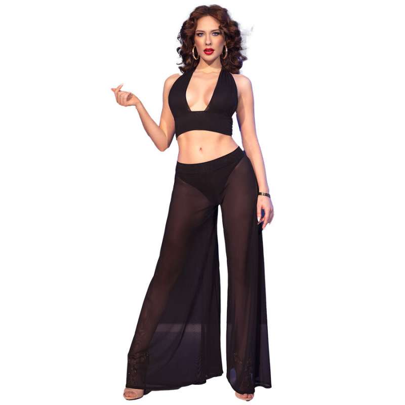 CHILIROSE - CR 4857 BLACK TOP AND PANTS SET SIZE XL