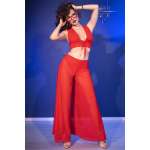 CHILIROSE - CR 4857 RED TOP AND PANTS SET SIZE L
