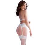 CHILIROSE - CR 4862 SET OF BRA, GARTER BELT, THONG AND WHITE LACE STOCKINGS S