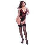 CHILIROSE - CR 4863 BODY WITH RED FLOWER LACE AND GARTER BELT S