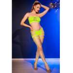 CHILIROSE - CR 4866 NEON GREEN TOP AND SHORTS SET S/M