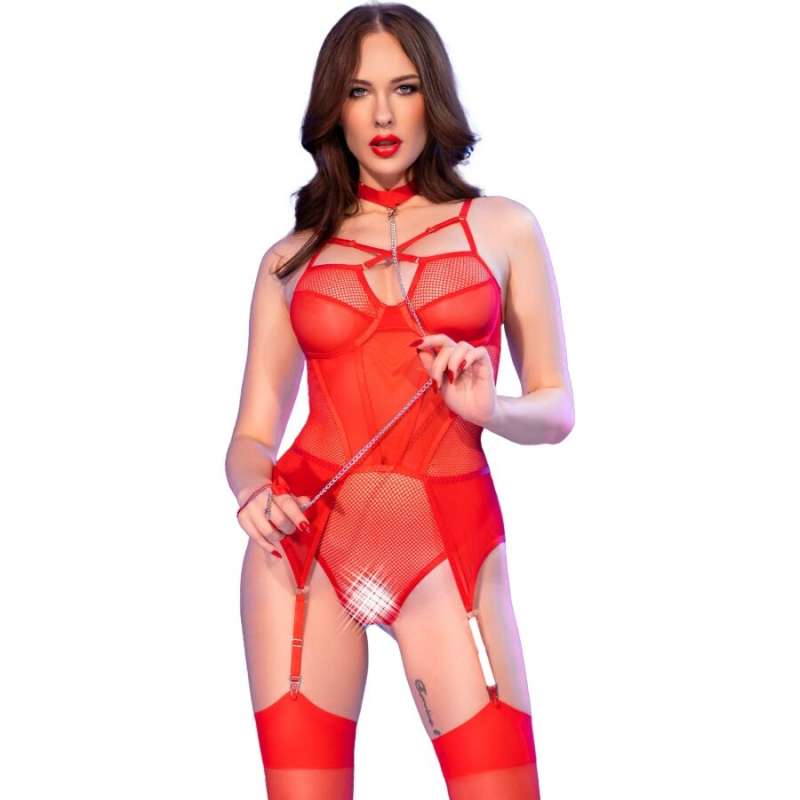 CHILIROSE - CR 4879 CROTCHLESS BODYSUIT RED XL CHILIROSE - CR 4879 CROTCHLESS BODYSUIT RED XL