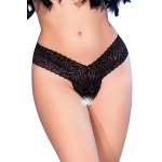 CHILIROSE - CR 4885 BLACK OPEN-CROTCH THONGS M