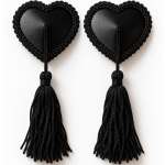 CHILIROSE - CR 4897 HEART-SHAPED NIPPLE COVERS WITH BLACK TASSELS