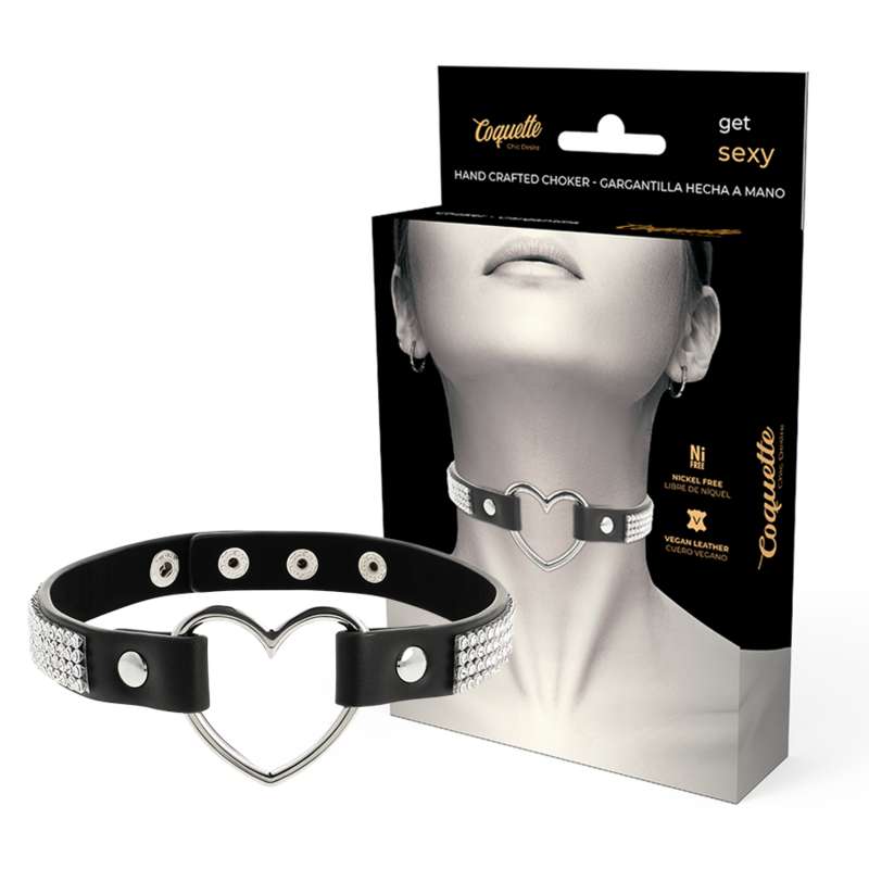 COQUETTE CHIC DESIRE - VEGAN LEATHER CHOKER WITH HEART COQUETTE CHIC DESIRE - VEGAN LEATHER CHOKER WITH HEART