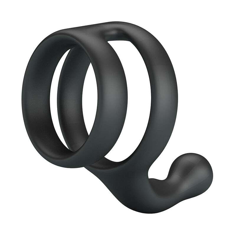 CRAZY BULL - YANCY DOUBLE COCK AND BALL RING BLACK