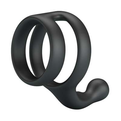 CRAZY BULL - YANCY DOUBLE COCK AND BALL RING BLACK