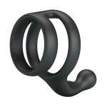 CRAZY BULL - YANCY DOUBLE COCK AND BALL RING BLACK