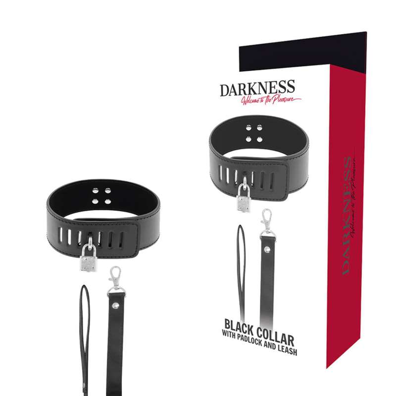 DARKNESS - BDSM COLLAR WITH BLACK LOCK DARKNESS - BDSM COLLAR WITH BLACK LOCK