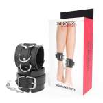 DARKNESS - BLACK ADJUSTABLE LEATHER ANKLE HANDCUFFS