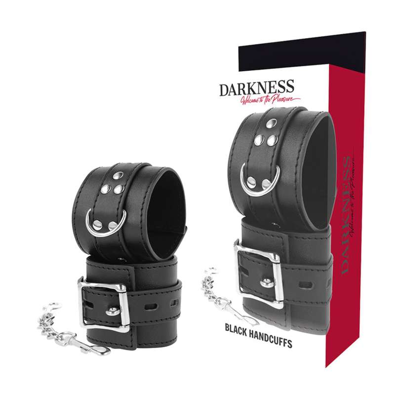 DARKNESS - BLACK LEATHER HANDCUFFS DARKNESS - BLACK LEATHER HANDCUFFS