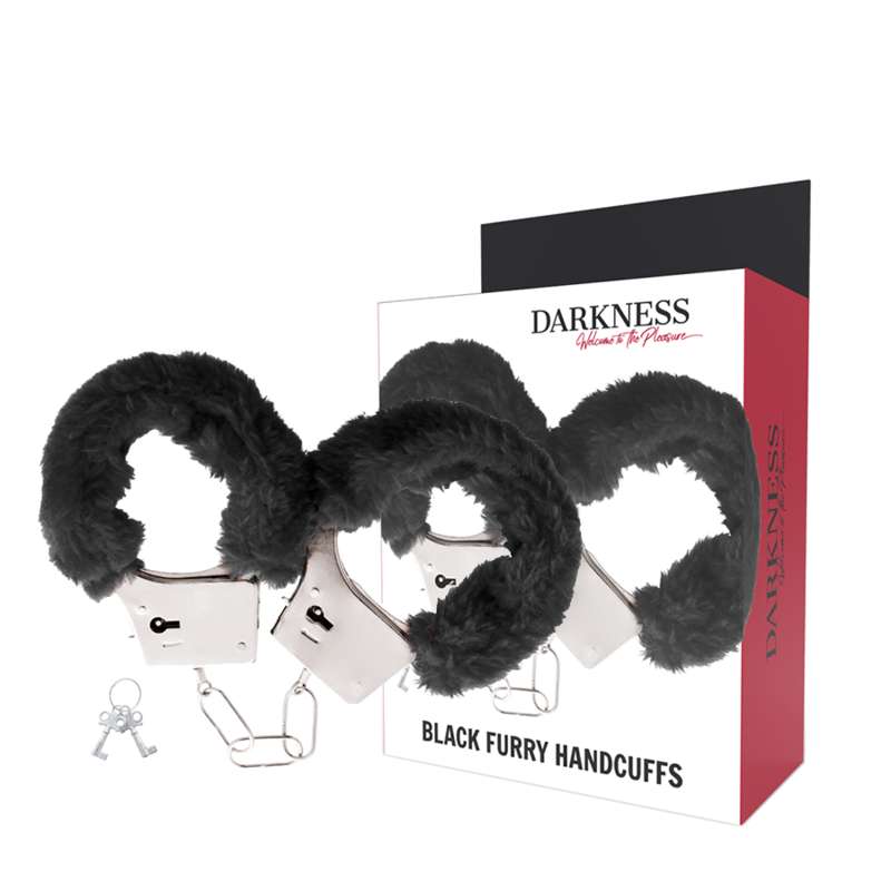 DARKNESS - musta Lined metalli käsiraudat DARKNESS - musta Lined metalli käsiraudat