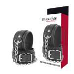 DARKNESS - BLACK TEXTURED LEATHER HANDCUFFS