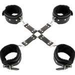 DARKNESS - LEATHER HANDCUFFS FOR FOOT AND HANDS BLACK