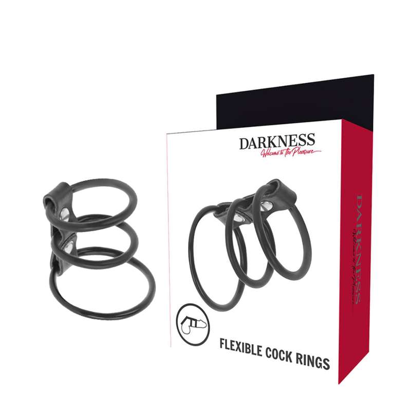 DARKNESS - SET OF 3 FLEXIBLE PENIS RINGS DARKNESS - SET OF 3 FLEXIBLE PENIS RINGS