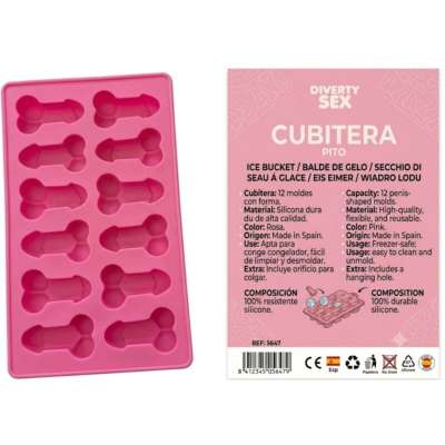 DIABLO PICANTE - 12 PENISES HARD SILICONE HANGING ICE BUCKET PINK