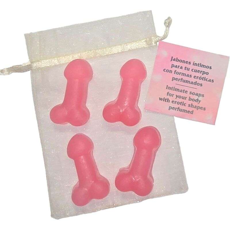 DIABLO PICANTE - 4 PENIS-SHAPED PERFUMED MINI SOAPS PINK DIABLO PICANTE - 4 PENIS-SHAPED PERFUMED MINI SOAPS PINK