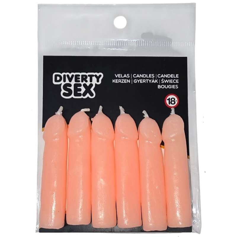 DIABLO PICANTE - 6 FLESH PENIS SHAPED CANDLES DIABLO PICANTE - 6 FLESH PENIS SHAPED CANDLES