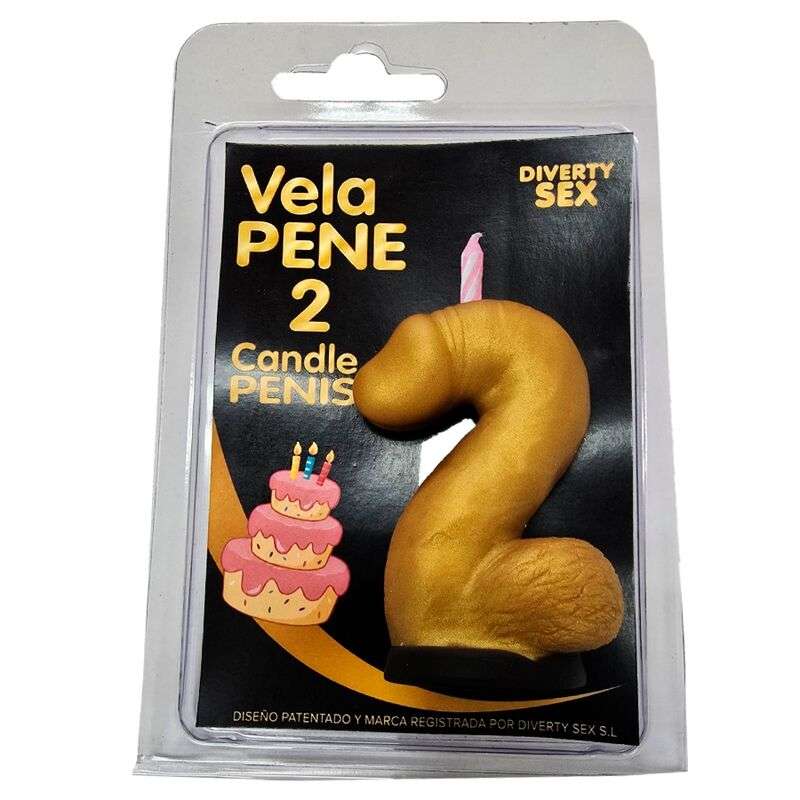 DIABLO PICANTE - PENIS CANDLE IN THE SHAPE OF THE NUMBER 2 GOLD COLOR DIABLO PICANTE - PENIS CANDLE IN THE SHAPE OF THE NUMBER 2 GOLD COLOR