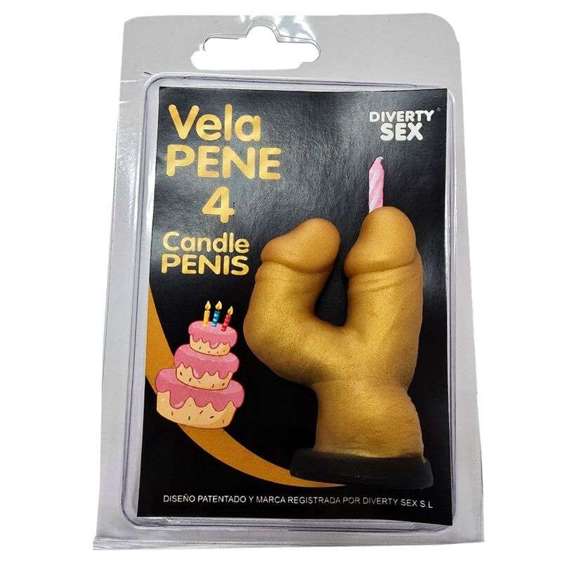 DIABLO PICANTE - PENIS CANDLE IN THE SHAPE OF THE NUMBER 4 GOLD COLOR DIABLO PICANTE - PENIS CANDLE IN THE SHAPE OF THE NUMBER 4 GOLD COLOR