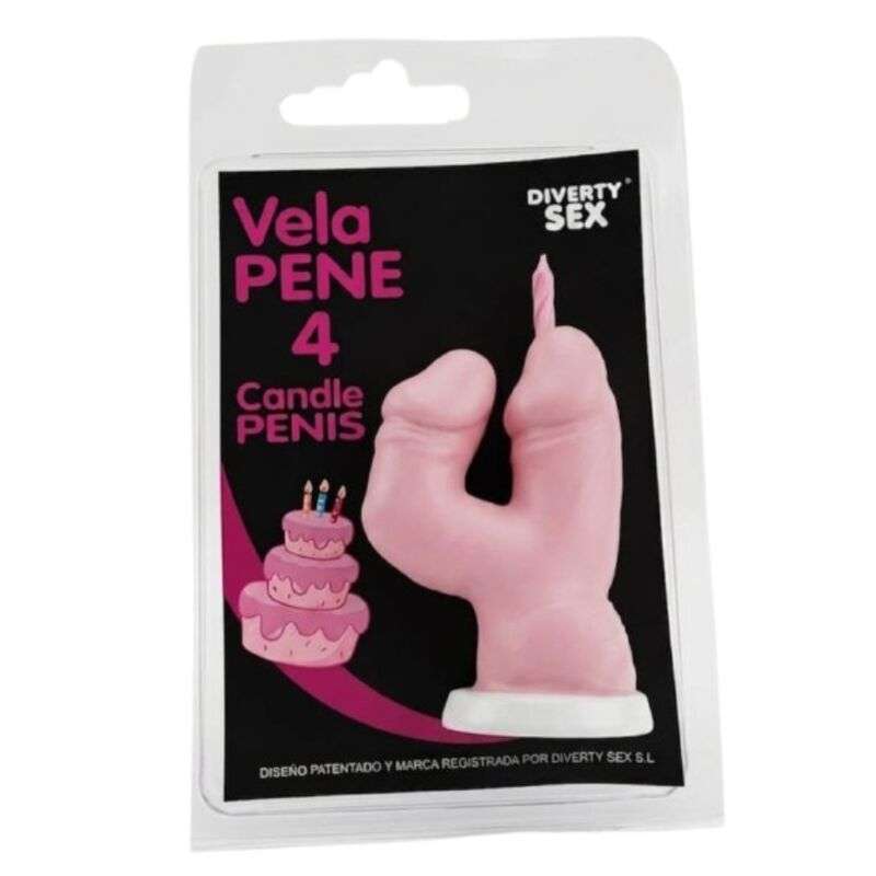DIABLO PICANTE - PENIS CANDLE IN THE SHAPE OF THE NUMBER 4 PINK COLOR